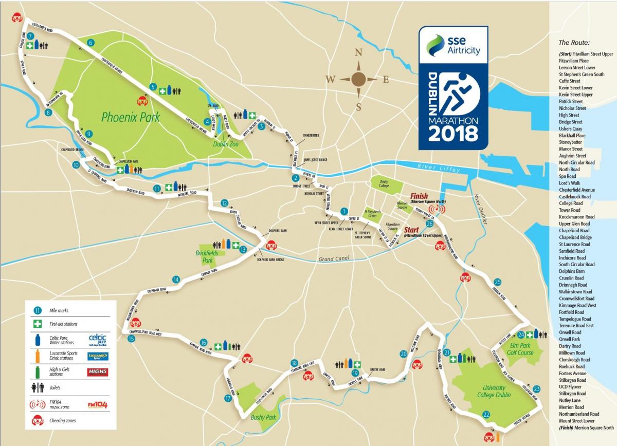 Даблински маратон пут на мапи