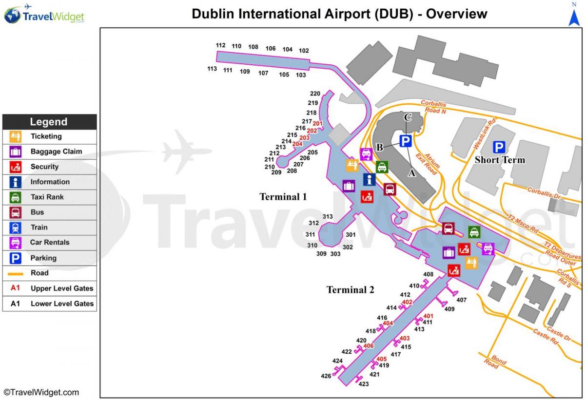 мапа аеродрома Дублин